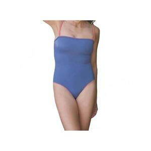 NEW MINNOW square neck one piece swimsuit in navy/white